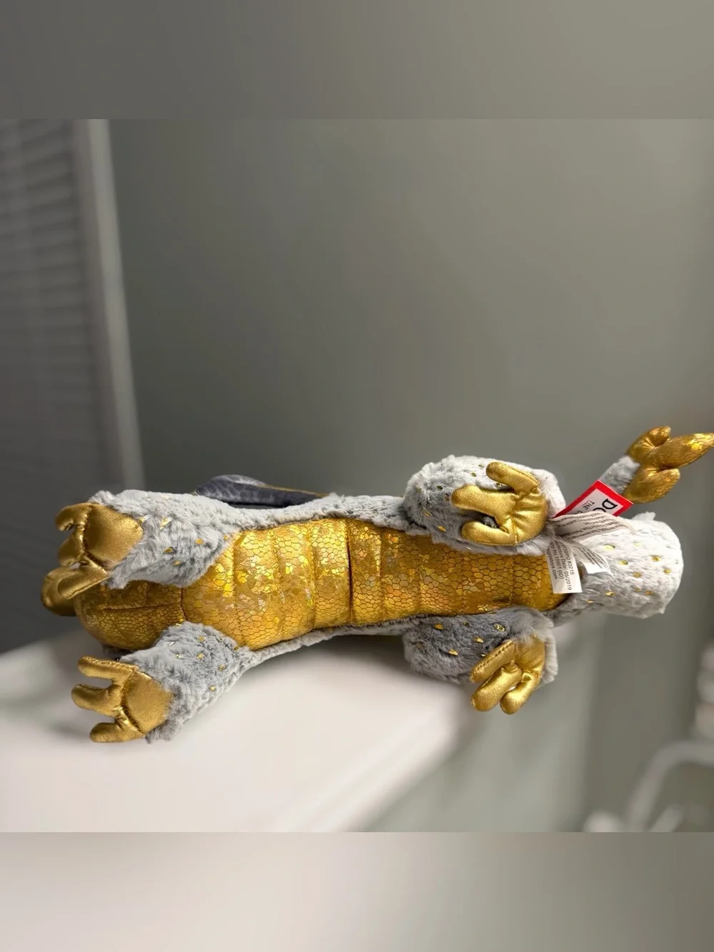 Douglas Midas Gold Fleck Dragon Plush 22” Gray Gold Fantasy Stuffed Animal